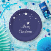 Blauw en wit kerstpapier Bord (Feest)