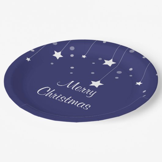 Blauw en wit kerstpapier Bord (Gekanteld)