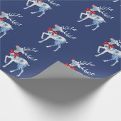 Blauw en wit kerstpapier met rudolf cadeaupapier (Hoek)