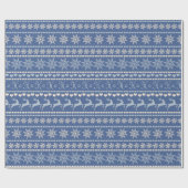 Blauw en wit kerstpapier voor het land cadeaupapier (Vlak)
