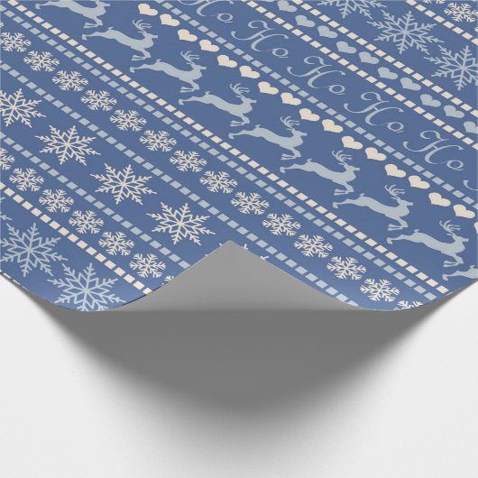 Blauw en wit kerstpapier voor het land cadeaupapier (Hoek)