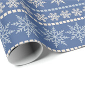 Blauw en wit kerstpapier voor het land cadeaupapier (Rol Hoek)