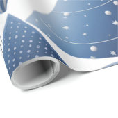 Blauw en wit kerstpatroon cadeaupapier (Rol Hoek)