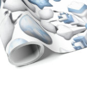 Blauw en wit kerstpatroon cadeaupapier (Rol Hoek)