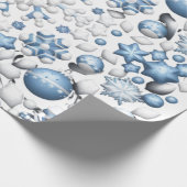 Blauw en wit kerstpatroon cadeaupapier (Hoek)