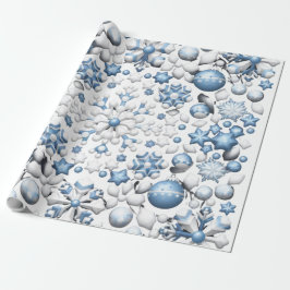 Blauw en wit kerstpatroon cadeaupapier