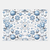 Blauw en wit kerstpatroon inpakpapier vel (Voorkant 3)