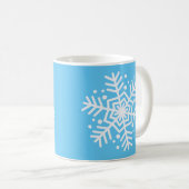 Blauw en wit kerstthema Snowflake Koffiemok (Voorkant rechts)