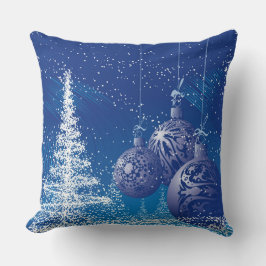 Blauw en wit Kerstversiering & Kerstboom Kussen