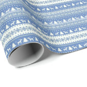 Blauw en wit kerstviatroop cadeaupapier (Rol Hoek)