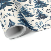 Blauw en wit kerstwrap patroon cadeaupapier (Rol Hoek)