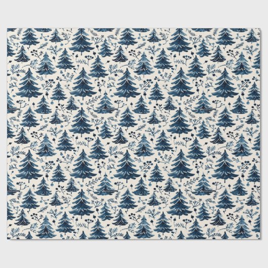 Blauw en wit kerstwrap patroon cadeaupapier (Vlak)