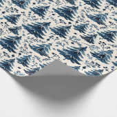 Blauw en wit kerstwrap patroon cadeaupapier (Hoek)