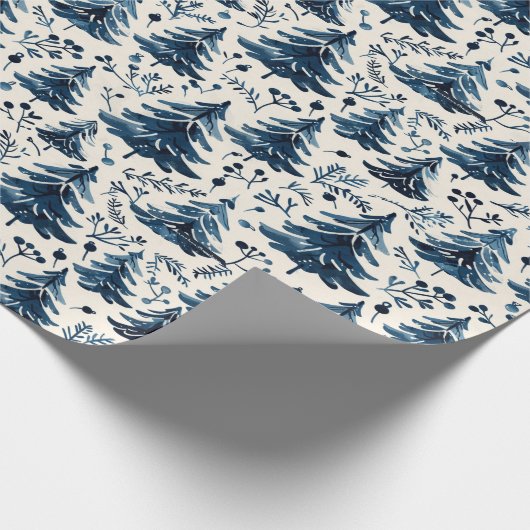 Blauw en wit kerstwrap patroon cadeaupapier (Hoek)
