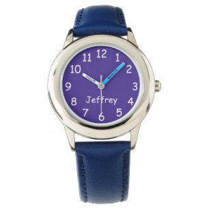 Blauw en wit Kind Horloge, blauwe riem Horloge