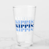 Blauw en Wit Kippis Bierglas Glas (Voorkant)