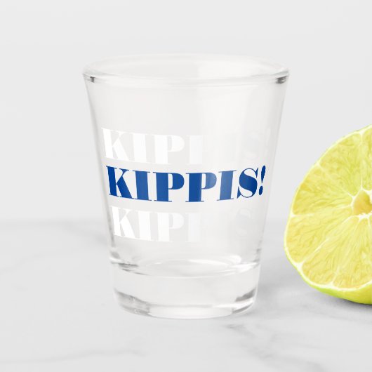 Blauw en wit Kippis shotglas Shot Glas (Voorkant)