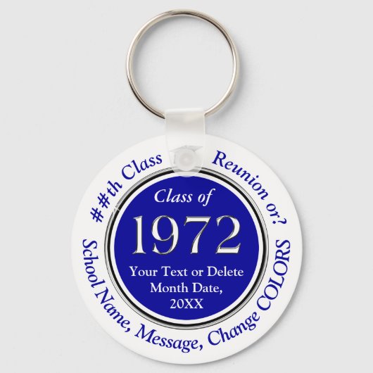 Blauw en wit, Klasse 1972, Reunion Souvenirs Sleutelhanger (Voorkant)