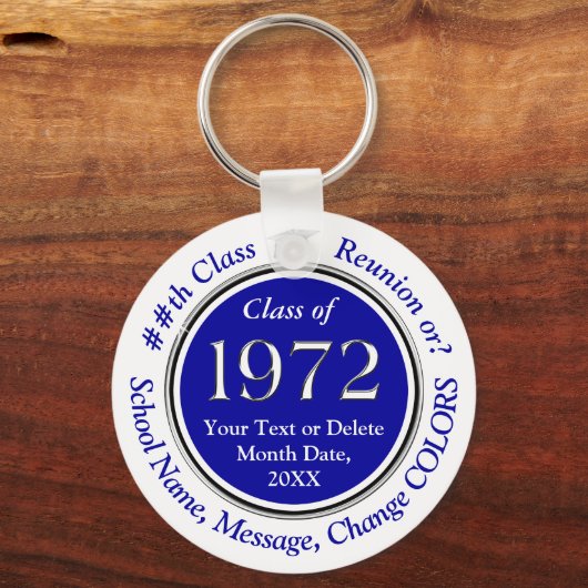 Blauw en wit, Klasse 1972, Reunion Souvenirs Sleutelhanger (Achterkant)