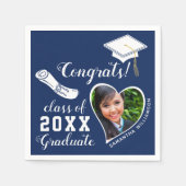 Blauw en Wit Klasse van 2025 Afstudeerder Foto Afs Servet (Voorkant)