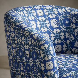 Blauw en wit Klassiek Elegant Damask Patroon Stof
