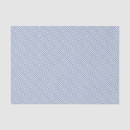 Blauw en wit klassiek Grieks sleutelpatroon Tissuepapier (Voorkant)