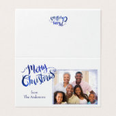 Blauw en Wit Kleine Gevouwen Kerstkaart Kaart (Buitenkant ongevouwen)