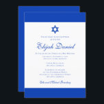 Blauw en wit | Kleuren van Israel Bar Mitzvah Kaart<br><div class="desc">samengesteld uit elegant script en serif typografie; Allemaal tegen een achtergrond van blauwe en witte achtergrond. 

Dit wordt ontworpen door de Uitgezochte Leveringen van de Partij,  exclusief voor Zazzle.

Hier beschikbaar:
http://www.zazzle.com/selectpartysupplies</div>