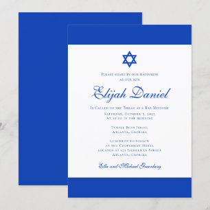 Blauw en wit   Kleuren van Israel Bar Mitzvah Kaart