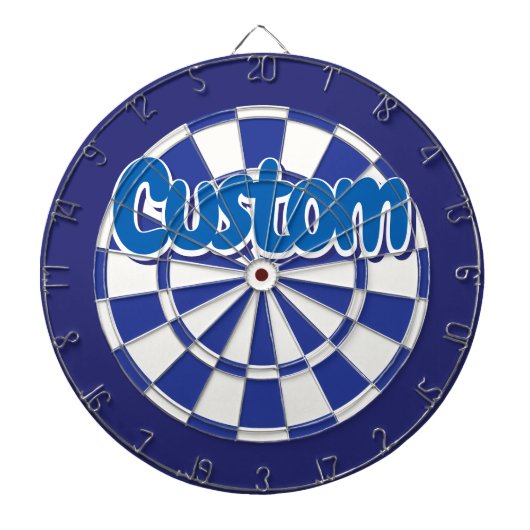Blauw en Wit Koel Gepersonaliseerde Tekst Dartbord (Voorkant)