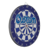 Blauw en Wit Koel Gepersonaliseerde Tekst Dartbord (Voorkant Links)