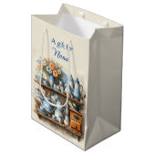 Blauw en Wit Koffieset Gift Bag Medium Cadeauzakje (Voorkant Gekanteld)