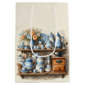 Blauw en Wit Koffieset Gift Bag Medium Cadeauzakje (Achterkant)