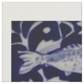 Blauw en wit Koi Pond Tegel Design Fabric Panels Stof (Close Up)