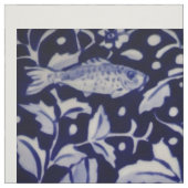 Blauw en wit Koi Pond Tegel Design Fabric Panels Stof (Swatch)