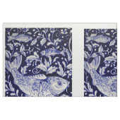 Blauw en wit Koi Pond Tegel Design Fabric Panels Stof (Fat Quarter)
