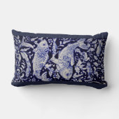 Blauw en Wit Koi Vijver Keramische Tegel Design Ku Kussen (Achterkant)