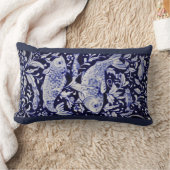 Blauw en Wit Koi Vijver Keramische Tegel Design Ku Kussen (Deken)
