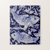 Blauw en wit koi Vis moeilijk Jigzaag Puzzle Legpuzzel (Verticaal)