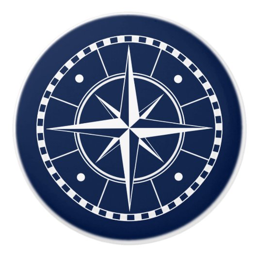 Blauw en wit kompas, autisch keramische knop (Voorkant)
