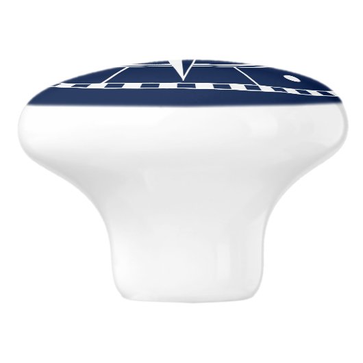 Blauw en wit kompas, autisch keramische knop (Zijkant)