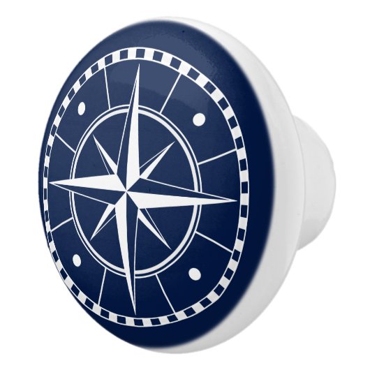 Blauw en wit kompas, autisch keramische knop (Rechts)