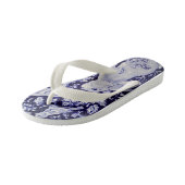Blauw en wit konijn Bunny Bird Chinoiserie Kinder Teenslippers (Schuin)