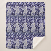 Blauw en wit konijn Bunny Bird Chinoiserie Sherpa Deken (Voorkant)