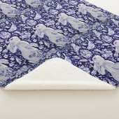 Blauw en wit konijn Bunny Bird Chinoiserie Sherpa Deken (3/4)