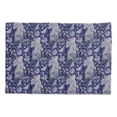 Blauw en wit konijn Bunny Flowers Bird Navy Cobalt Kussensloop (Achterkant)
