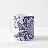 Blauw en wit konijn Bunny Hare Fractal Monogram Koffiemok (Voorkant links)