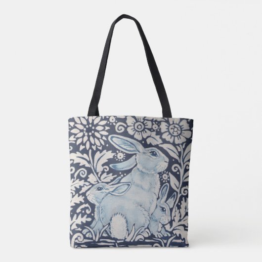 Blauw en wit konijn Bunny Moederdag Paascadeau Tote Bag (Achterkant)