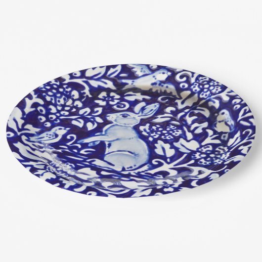 Blauw en wit konijn China Dedham Paper Bord (Gekanteld)