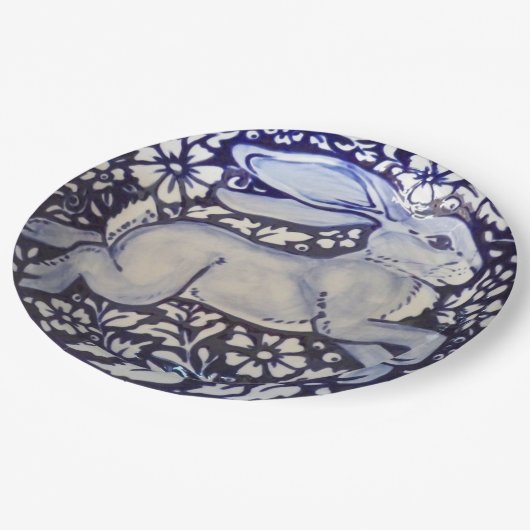 Blauw en wit konijn China Dedham Paper Bord (Gekanteld)